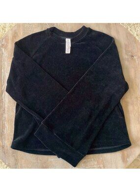 Anthropologie Amadi Black Ribbed Velour Bell Sleeve Sweater Size L